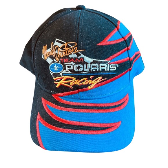Polaris vintage‎ Racing Hat Cap Mark Burton 22 Motorsports Team Logo Black Blue - Picture 1 of 3